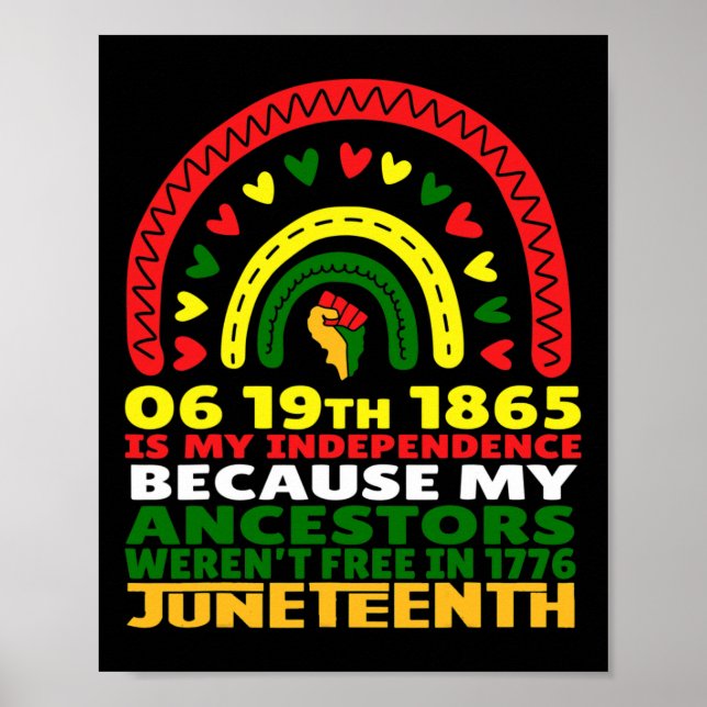 Juneteenth Is My Independence Day Free Black Rainb Poster (Front)