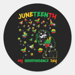 Juneteenth Is My Independence Day Free Black Women Classic Round Sticker