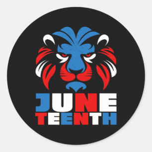 Juneteenth Is My Independence Day Lion Head Red Wh Classic Round Sticker