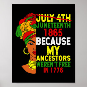 Juneteenth Is My Independence Day Not July 4th Bla Poster