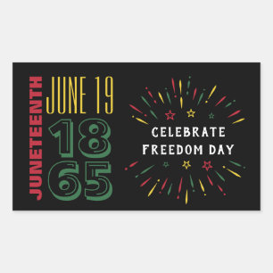 Juneteenth June 19 1865 Black History Fireworks Rectangular Sticker