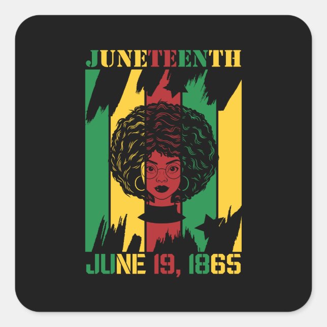 Juneteenth | June 19, 1865 | Black History Square Sticker (Front)