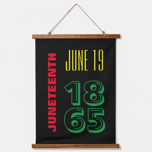 Juneteenth June 19 1865 Text Black History Month Hanging Tapestry (Front)