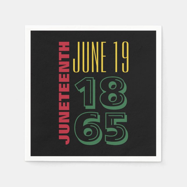 Juneteenth June 19 1865 Typography Black History Napkin (Front)