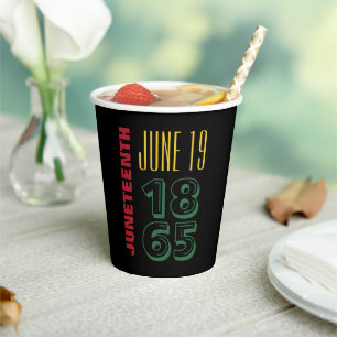 Juneteenth June 19 1865 Typography Black History Paper Cups