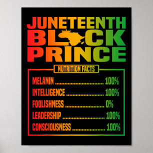 Juneteenth Kids Black Prince Nutritional Facts Fre Poster