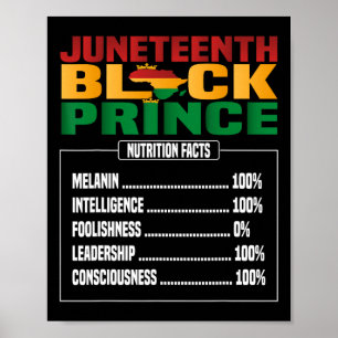 Juneteenth Kids Black Prince Nutritional Facts Fre Poster
