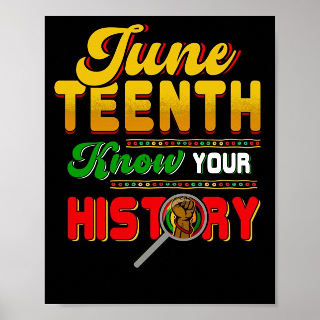 Juneteenth Know Your History Black Pride 1865 Poster (Front)