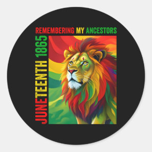 Juneteenth Lion Remembering My Ancestors Classic Round Sticker