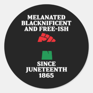 Juneteenth Melanated Black African American Flag P Classic Round Sticker