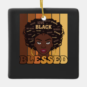 Juneteenth Melanin Black African American Girl Ceramic Ornament