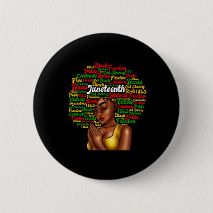Juneteenth Melanin Black Women Natural Hair Afro W 6 Cm Round Badge