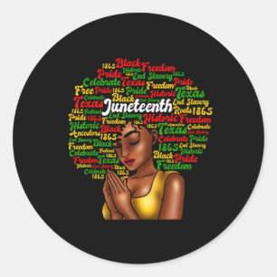 Juneteenth Melanin Black Women Natural Hair Afro W Classic Round Sticker