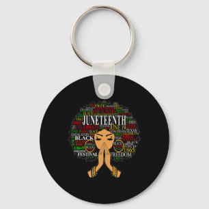 Juneteenth Melanin Black Women Natural Hair Afro W Key Ring
