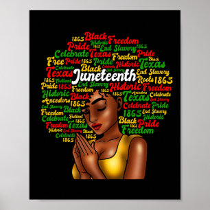Juneteenth Melanin Black Women Natural Hair Afro W Poster