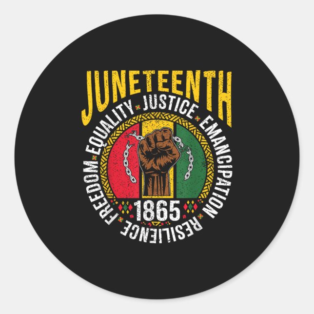 Juneteenth Men Black Freedom Equality Celebration  Classic Round Sticker (Front)