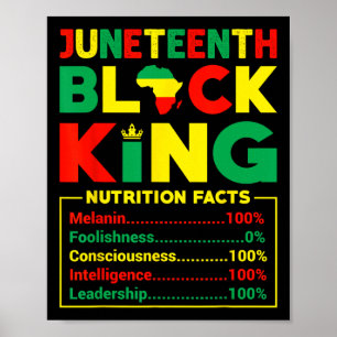 Juneteenth Mens Boy Black King Nutritional Facts C Poster