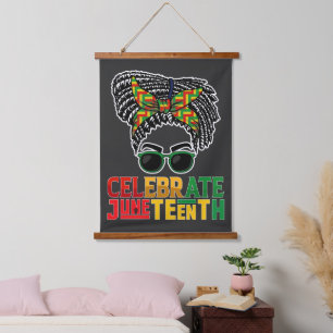 Juneteenth Messy Bun Celebrating Black Freedom Hanging Tapestry