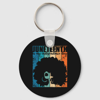 Juneteenth My Independence Day Retro Afro Women Me Key Ring