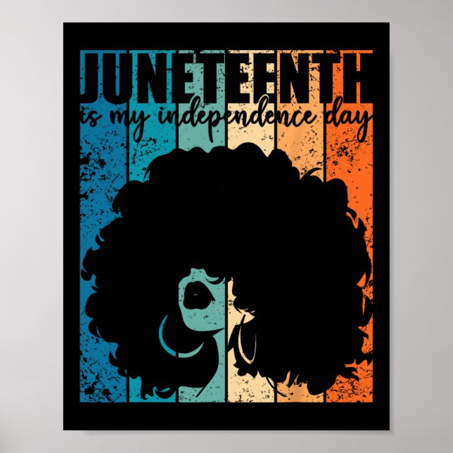Juneteenth My Independence Day Retro Afro Women Me Poster (Front)
