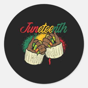 Juneteenth Nails 1865 African American Girls Kids Classic Round Sticker