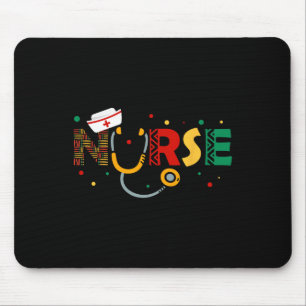 Juneteenth Nurse Melanin Nursing Stethoscope Black Mouse Pad