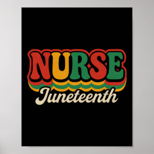 Juneteenth Nurse Tee Nursing Stethoscope Black His Poster