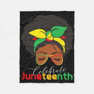 Juneteenth Outfit Women Messy Bun Eye Gles Freedom Fleece Blanket