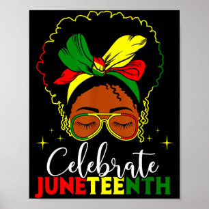 Juneteenth pride black african women messy bun eye poster