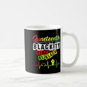Juneteenth pride blackity black funny heartbeat coffee mug