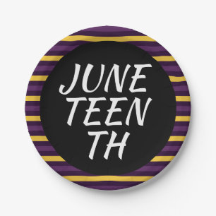 Juneteenth Purple Yellow Border Paper Plate