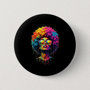 Juneteenth Queen Afro Melanin Drip Black Pride 6 Cm Round Badge