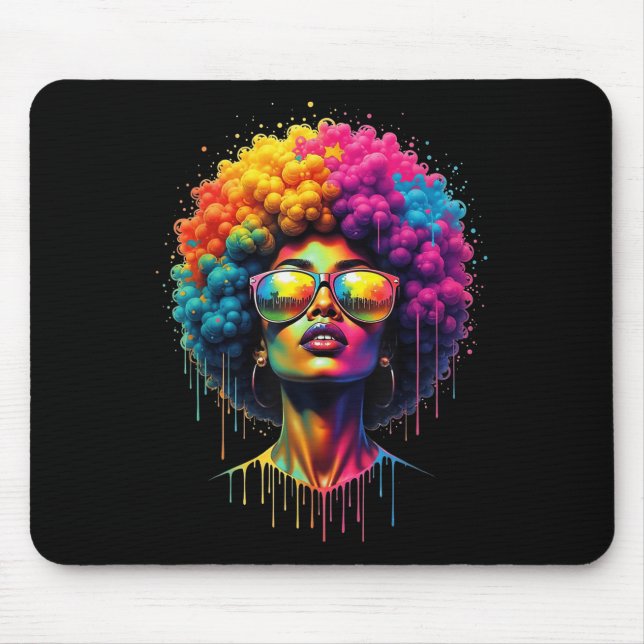 Juneteenth Queen Afro Melanin Drip Black Pride  Mouse Pad (Front)