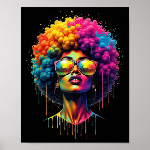 Juneteenth Queen Afro Melanin Drip Black Pride Poster