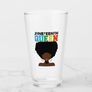Juneteenth Queen Black Afro Melanin Girl Glass