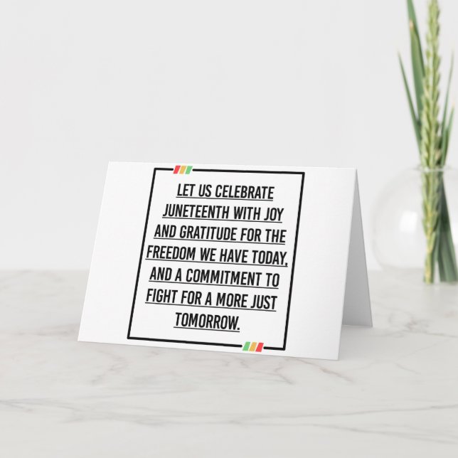 Juneteenth Quotes, Freedom of African American. Card (Front)