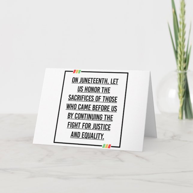 Juneteenth Quotes, Freedom of African American. Card (Front)