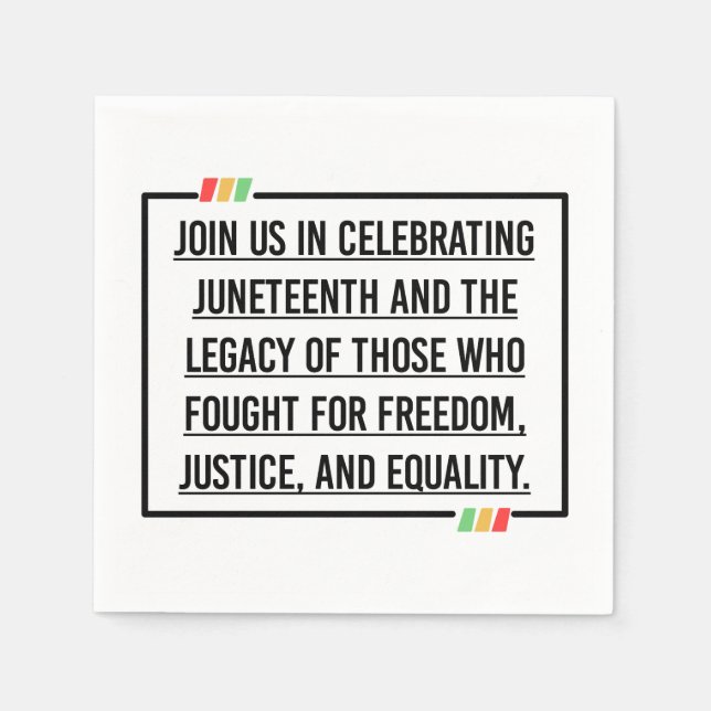 Juneteenth Quotes, Freedom of African American. Napkin (Front)