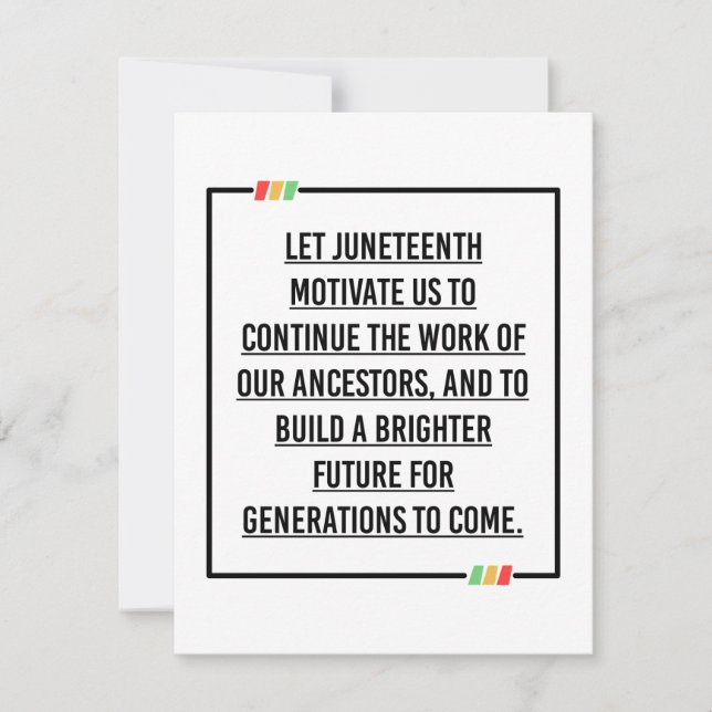 Juneteenth Quotes, Freedom of African American. Save The Date (Front)