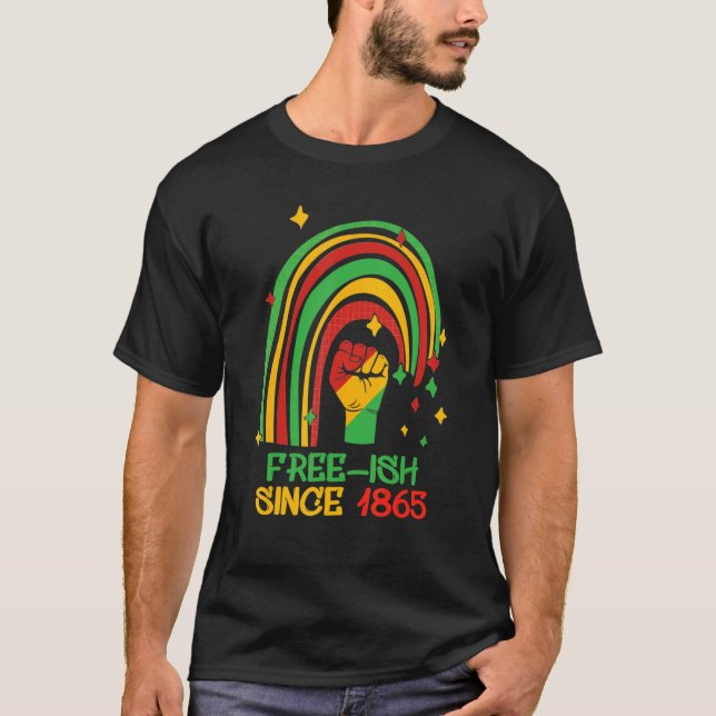 Juneteenth Rainbow Free Ish Since 1865 African Ame T-Shirt (Front)