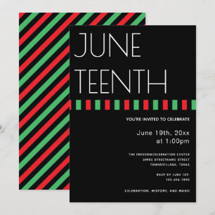 Juneteenth Red Black Green Freedom Vertical Invitation