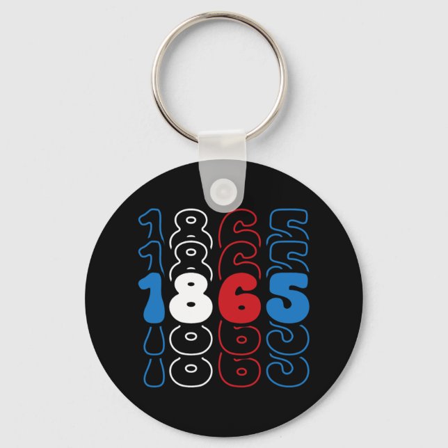 Juneteenth Red White Blue Flag Colours 1865  Key Ring (Front)