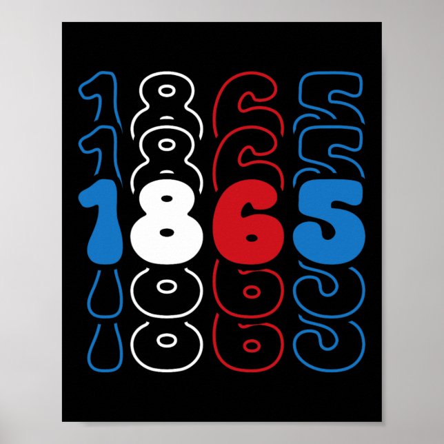 Juneteenth Red White Blue Flag Colours 1865  Poster (Front)