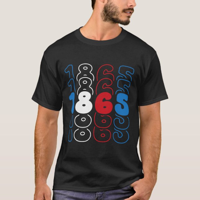 Juneteenth Red White Blue Flag Colours 1865  T-Shirt (Front)