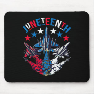 Juneteenth Red White Blue Flag Colours Fighter Jet Mouse Pad
