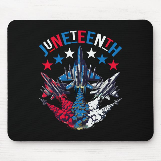 Juneteenth Red White Blue Flag Colours Fighter Jet Mouse Pad (Front)