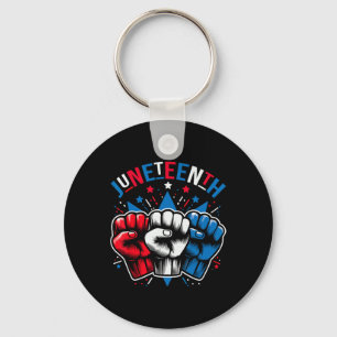 Juneteenth Red White Blue Flag Colours Key Ring