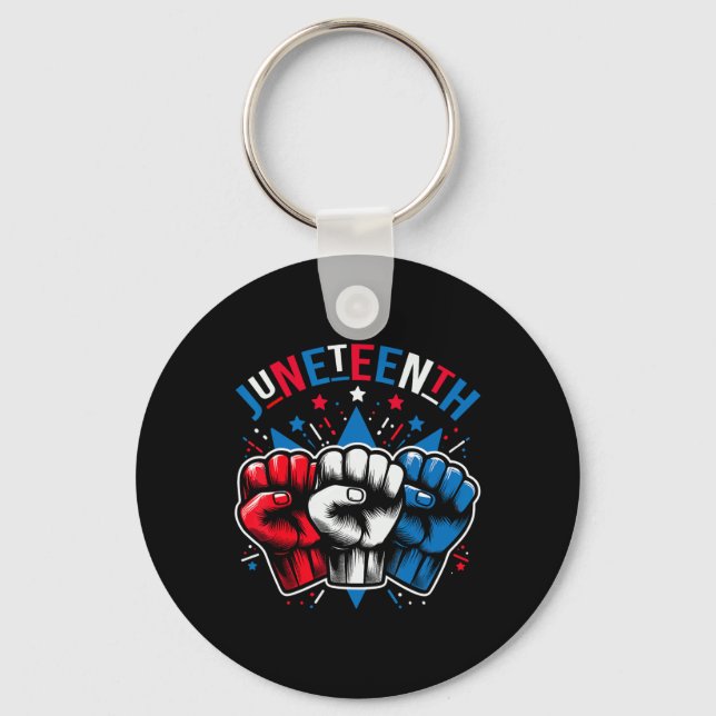 Juneteenth Red White Blue Flag Colours  Key Ring (Front)