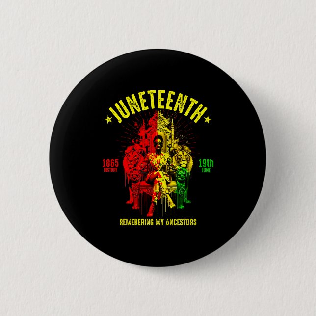 Juneteenth remembering ancestors queen black 6 cm round badge (Front)
