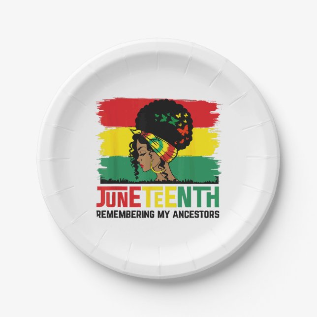 Juneteenth Remembering My Ancestors Celebrate Blac Paper Plate (Front)